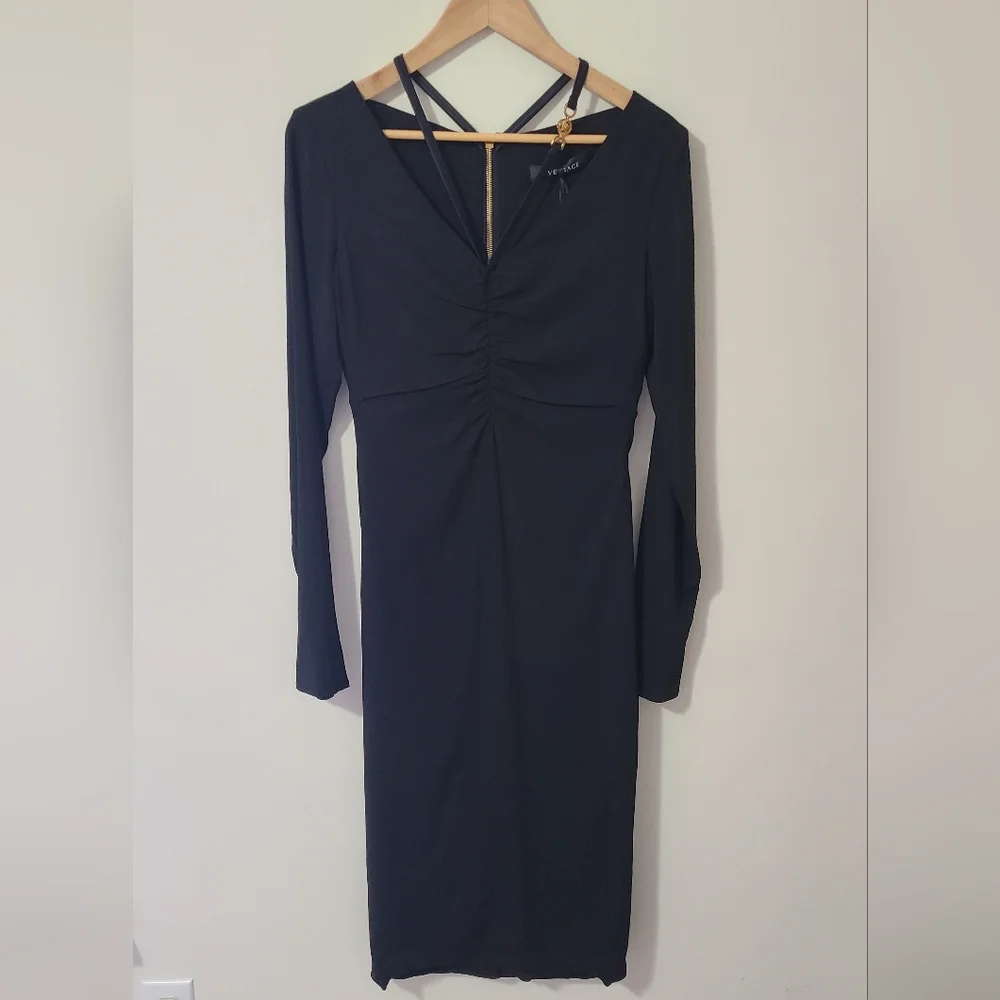 Versace Medusa Long Sleeve Size 8 Midi Dress - Picture 2 of 16